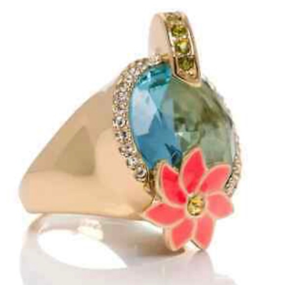 NWT KATE SPADE Out Of Office Cocktail Margarita Lime Flower Statement Ring - Picture 5 of 6